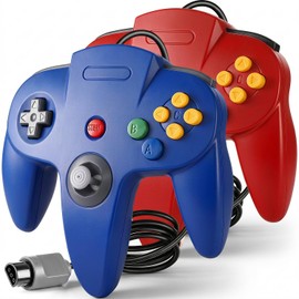 miadore 2 Pack N64 Wired controller,Retro N64 Remote Joystick Gamepad Controller Compatible with N64 Video Game System Console(blue+red)