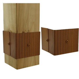 Fence Armor Galvanized Steel Post Guard | 1 Pair 3.5” x 3.5” x 3” (Textured Redwood) | Protection Against String Trimmer & Lawn Maintenance Equipment Damage | Includes 4 USA Matching Screws