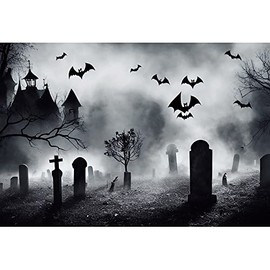 Halloween Spooky Graveyard Backdrop 10x8ft Horror Party Decoration