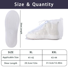 1 Pair Non-Slip Shoe Covers, Waterproof, Reusable Rain Cover Shoes, Rain Covers Shoes with Zip, Overshoes Waterproof for Rain, Snow Day, Muddy Roads (XXL)