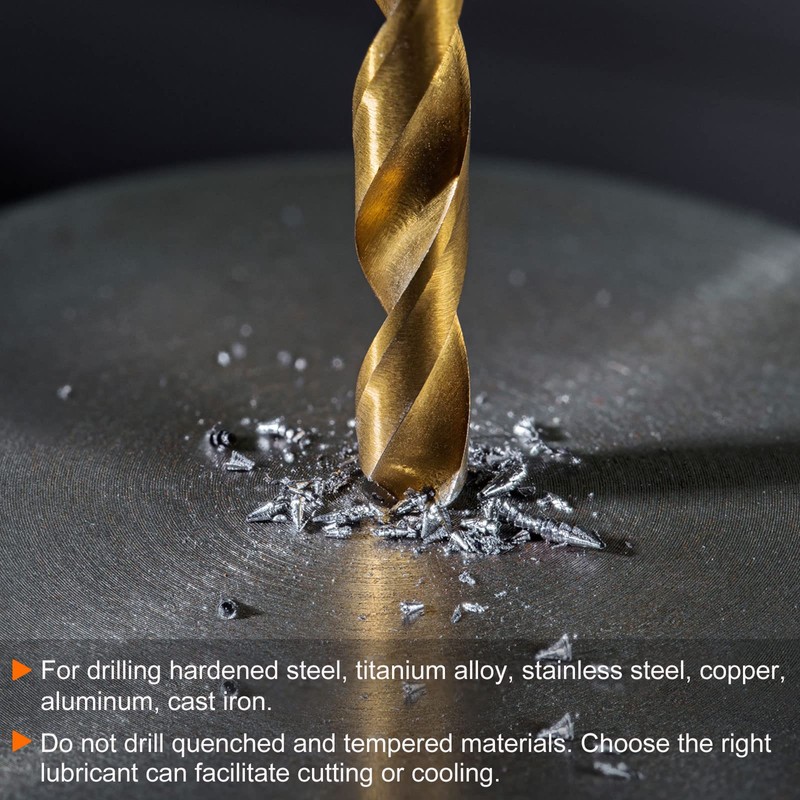 sourcing map Twist Drill Bit 8.1mm Titanium Coated (HSS-E) M42