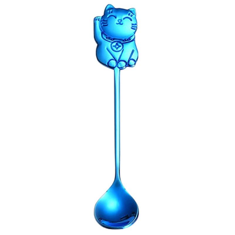 MUUYYI Stainless Steel Coffee Dessert Spoon Cute Cat Shape Teaspoon