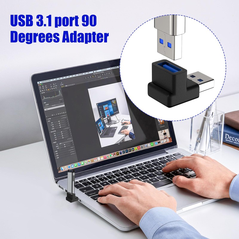 Gbformat USB to USB 3.1 Angled Connector 90 Degree Adapter