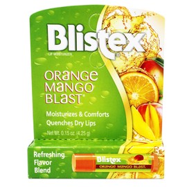 Blistex Bálsamo labial Orange Mango Blast con vitaminas C y E, hidrata y reconforta, 0.15 onzas