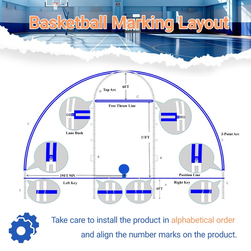 Basketball Court Stencil Kit for Concrete,Basketball Court Marking Kit