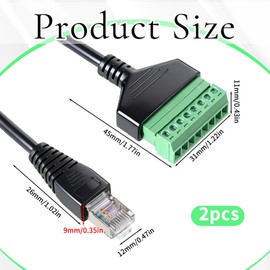 FdcZeyxior 2 Packs RJ45 Breakout, RJ45 Male to 8 Pins Screw Terminal Connector Ethernet Terminal Adaptor Connector for Cat7/Cat6/Cat5/Cat5e Ethernet Extender CCTV Digital