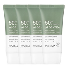 Kwalilnara Aloe Sun Cream SPF50+ PA++++ Sunscreen No White Casting 50ml, 4 Pieces / 과일나라 알로에 선크림 SPF50+ PA++++ 자외선차단제 백탁없는 50ml, 4개