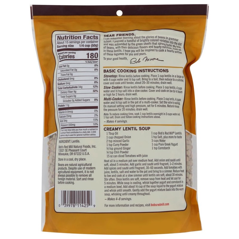 Bob's Red Mill Brown Lentils 27 oz Pkg