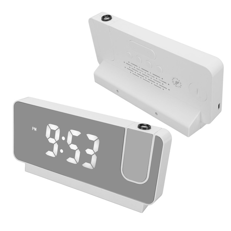 Projection Alarm Clock Time Date Temperature Display 180 Degree Wide