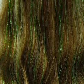 Clip in Hair Tinsel 20 Inch Colorful Hair Tinsel Pack of 12Pcs Glitter Tinsel Hair Extensions Tinsel Fairy Hair Party Dazzle Hair Accessories Strands Kit for Women Girls Kids(Green)
