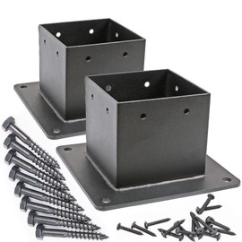 Antsky 4×4"(Actual：3.5×3.5inch) Post Stainless Steel Flange Anchor Base with Screws for Deck Railing, Black Finish (2 Pack)