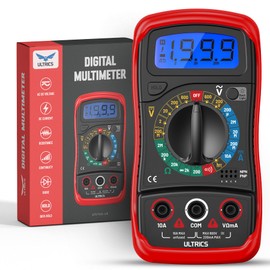 ULTRICS Digital Multimeter Voltmeter Ammeter Ohmmeter with Test Leads, Multi Tester Measures OHM AC DC Voltage Current Resistance Circuit Continuity Diodes Electric Tester with Backlight LCD Display