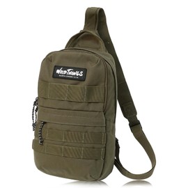 Wild Things WT-380-3009 Body Bag, Shoulder Bag, Vertical Type, Key Hook Included, Multiple Pockets, Military, green