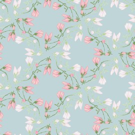 Skyblur Soft Blue Floral Wallpaper Peel and Stick Vintage Flower Wallpaper 17.5"×118" Removable Floral Contact Paper for Cabinets Self Adhesive Wall Decor for Bedroom Bathroom
