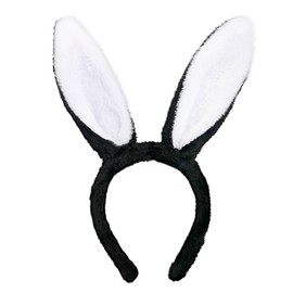 Mangoit Easter Bunny Ears Headband Cute Bunny Headband for Women Girls Rabbit Ears Headbands (white ear+black headband)