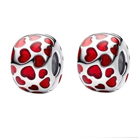 NUNUYAYA Women's Charm Pendant for Bracelet 925 Sterling Silver Love Gold Bead Beads Fits Bracelet Necklace Charm Pendant for European Bracelets Women Girls, Silver, Cubic Zirconia