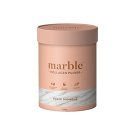 marble® Collagen Pulver 500 g - Collagen Peptide skin glow - Aminosäuren Komplex hochdosiert - Kollagen Pulver in Pappdose ohne Plastiklöffel – Peach Hibiscus