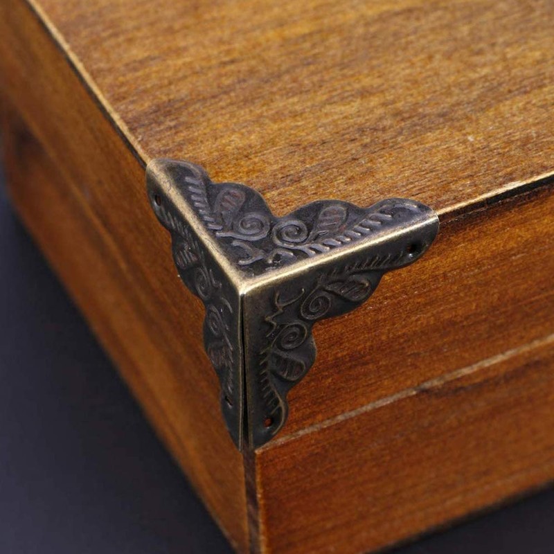 24 pcs Antique Bronze Corner,Protectors Bronze Wooden Box Furniture Table