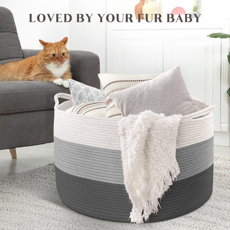 Maliton Large Blanket Basket, 22" X 22" X 14" Woven