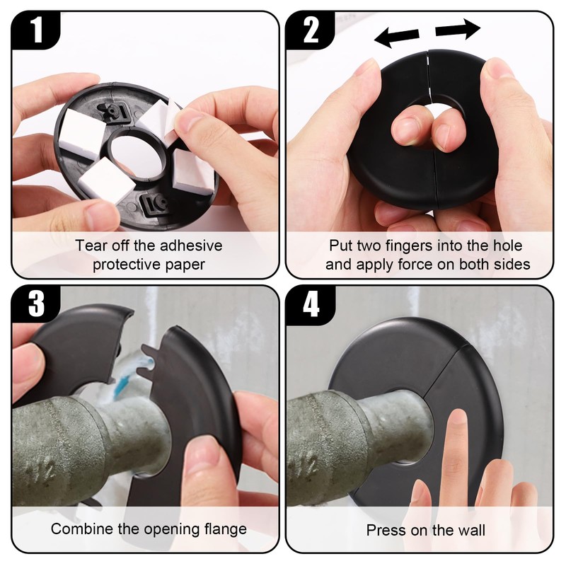 2pcs Wall Split Flange, ABS Round Escutcheon Plate Plumbing Cover