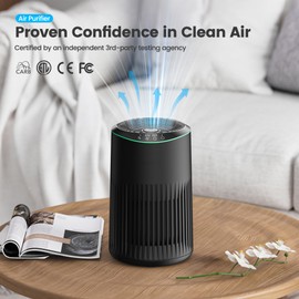 MERONTE Air Purifiers for Bedroom Home with Sleep Mode for Smoke Pet Dander Odors, Small Air Purifier with Fragrance Sponge, Blue Ambient Light, 23dB Quiet, MR2566, 1 Type 2 Pack Black