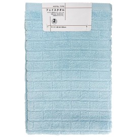 Hayashi FO800501 Face Towels, Set of 2, Approx. 13.4 x 31.5 inches (34 x 80 cm), Brick, Blue