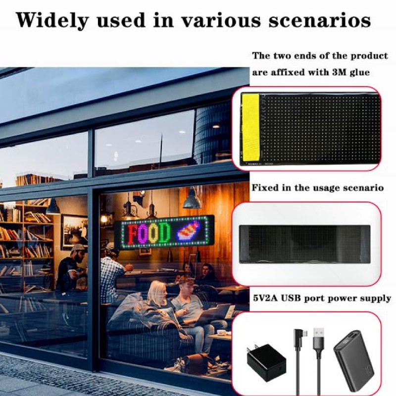LED Car Sign Professional 13.7x4.0inch Thin Waterproof Scrolling Programmable Flexible