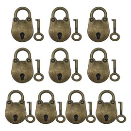 Zliger Pack of 10 Vintage Padlock Key Lock with Key Mini Archaize Padlock for Diary Jewellery Box Bag