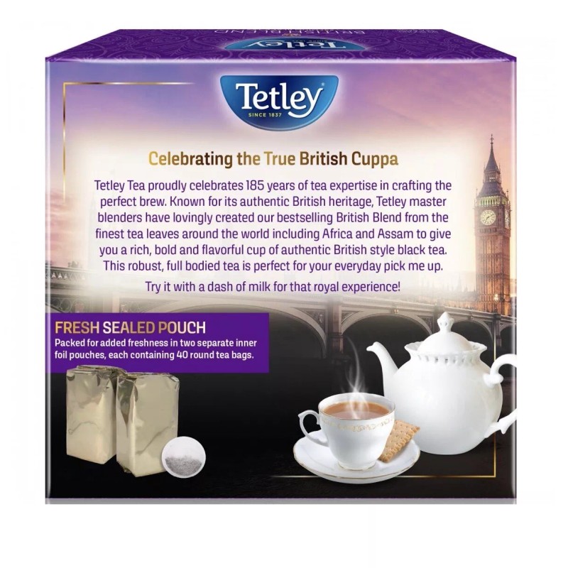 Tetley, British Blends Decaffeinated Black Tea, 40 Count Tea Bags