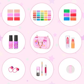 SUITSMILE Makeup Set, For Girls, Kids Cosmetics, Additive-Free, Children's Makeup Set, Real, Pretend Play, Toy, Makeup Set, For Girls, 3 Years, 4 Years Old, Birthday Gift, 5, 6, 7, 8, 9, 10, 11, 12,
