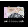 Generic Uñas postizas transparentes cortas estilo stiletto, 100 unidades, brillantes, con kit de pegamento, reutilizables. Incluye palito de manicura 