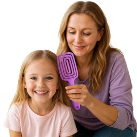 Entwirrbürste ohne Ziepen – Haarbürste Lila mit Wildschwein- & Nylonborsten, Paddle Brush mit Luftöffnungen & Styling-Kamm – Für Locken, Extensions, langes & feines Haar – Damen, Herren & Kinder