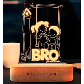 ZOCI VOCI Rakshabandhan Gift for Brothar - Sister - Customized Engraved Lamp Unique Rakhi Gifts for Brother & Sister for Raksha Bandhan 2024 (Bro)