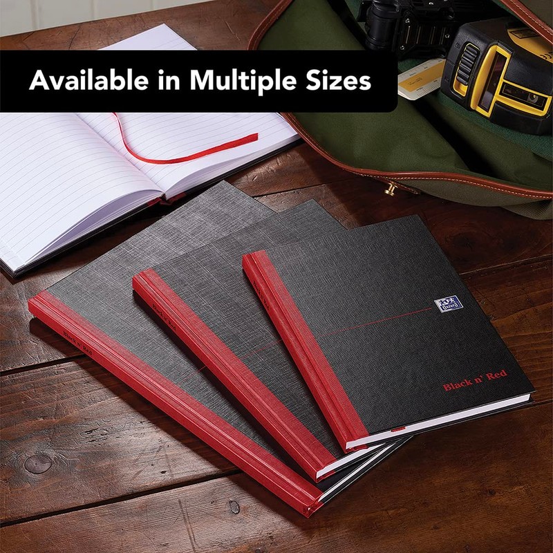 Oxford Black N' Red A6 Casebound Hardback Notebook - Black