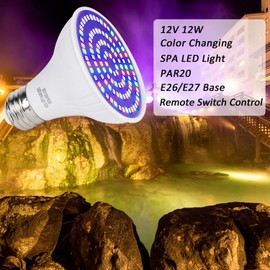TCEUMIK 12V 12W RGB SPA Light for SPA/Bathtub/Underwater Swimming Pool/Hot Spring/Fountain RGB Color LED Light Bulb Replaces for Hayward & Pentair Light Fixtures Remote Switch Control PAR20 E26 Base