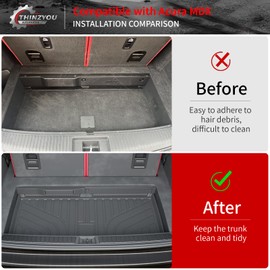 Thinzyou Cargo Mat Compatible with 2022-2025 Acura MDX (NOT for Type S) Cargo Liner Lower Trunk Mat Trunk Liner Back Seat Cover 2024 MDX Accessories (Trunk Mat with Backrest Mat+Sub Trunk Mat)