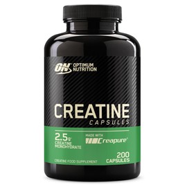 Optimum Nutrition Optimum Nutrition Creatine Capsules with 2500 mg of Unflavoured Creatine Monohydrate per Serving, Creatine Food Supplement Capsules to support performance, 100 Servings, 200 Capsules
