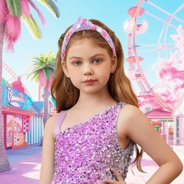 Lanmerry Knot Headbands for Women Glitter Sequins Wide Headband Rainbow Sparkle Headband Fashion Hair Accessories Headbands Girls Purple