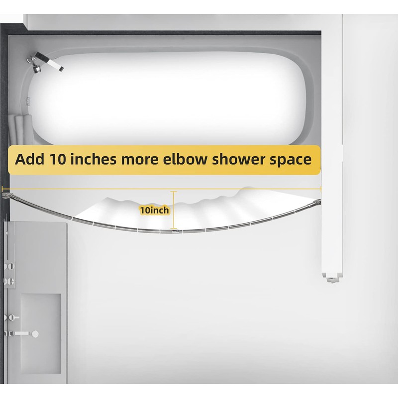 Adjustable Curved Shower Rod, 42-72 inches Extra Wide Shower Curtain