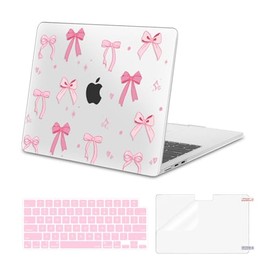 MOSISO Compatible with MacBook Air 13 inch Case 2025 2024 2023 2022 M4 A3240 M3 A3113 M2 A2681, Star Bowknots Plastic Hard Shell&Keyboard Cover&Screen Film for MacBook Air 13.6 inch Case, Transparent