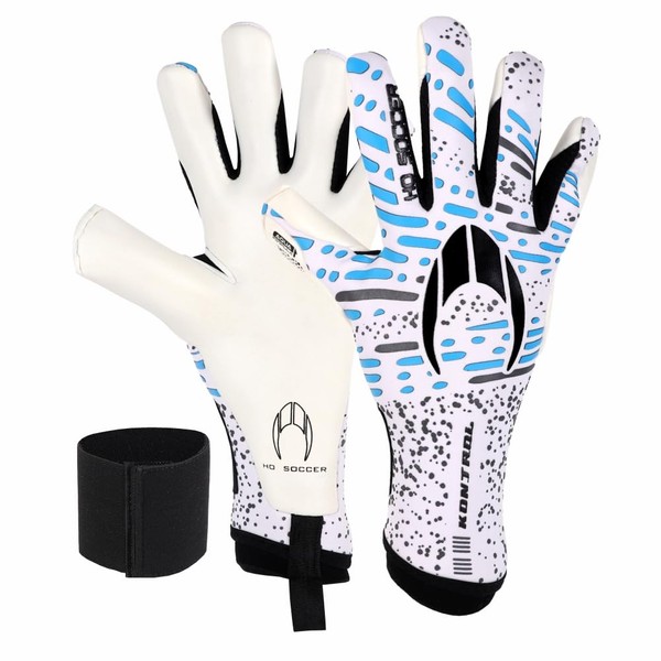 HO Soccer KONTROL Pro Unisex Adult Goalkeeper Gloves, White/Blue, Size