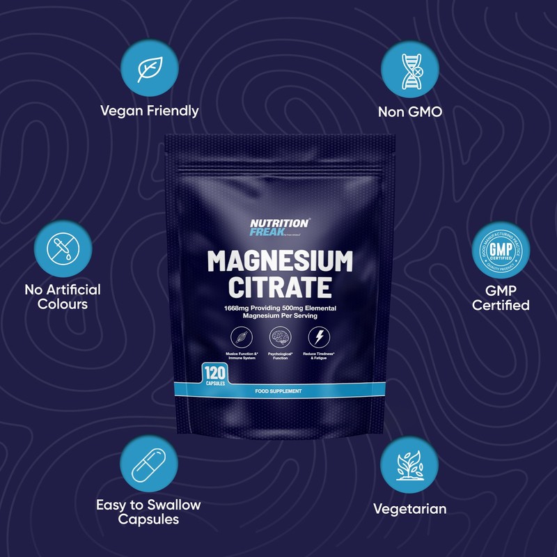 Nutrition Freak Magnesium Citrate - 500 mg Elemental Magnesium |