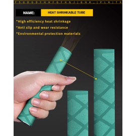 Green Heat shrink tubing, 3.2 Ft, Diameter 28mm (1.1 in), for Fishing rod Oar handle Kayak paddle Hammer wood handle Rod wrap Bamboo handle Racket handle, Sailboat mast, Metal tube Insulation Non-slip