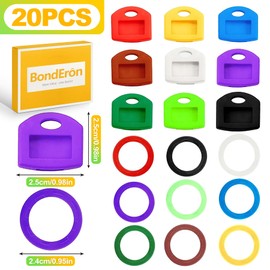 BondEron 20 Stück Schlüsselkappen Set aus Flexiblem Silikon, Schlüsselmarkierung 10 Farben (10 Rund & 10 Eckig), Schlüsselhülle Key Caps für Haustür Büro einfache Identifizierung