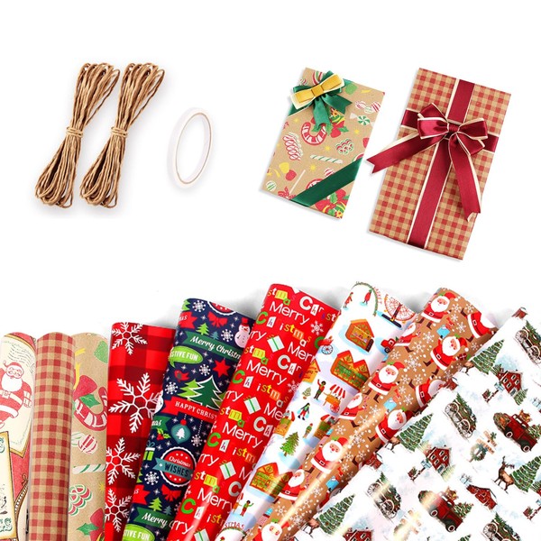 Wrapping Paper, 12Pcs Wrap Contain Red & Brown, Wrapping Paper
