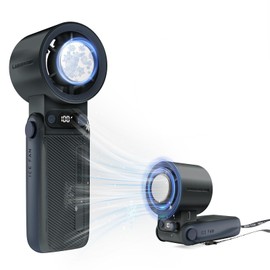 Handheld Fan with Ice Cooler,6000mAh Rechargeable Battery Powered Portable Fans,(1-199)Speed,Digital Display,90° folded Mini Powerful Cold Air Cooling Personal Fan for Travel/Outdoor/Working,Gray