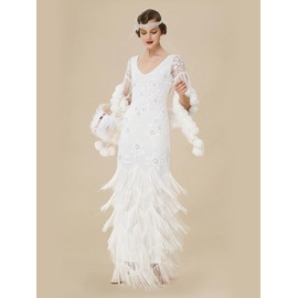 BABEYOND Flowery Multi-Layer Maxi Mermaid Bride Dress for Formal Occasions Womenswear Elegant Fabric Fit Polyester party maxi - Size: XL