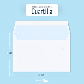 RAYLU PAPER - Pack of White Peel and Seal Paper Envelopes for Sending Documents and Letters, Easy Seal, 90 g/m² Thick (Quartilla, Pack of 10)