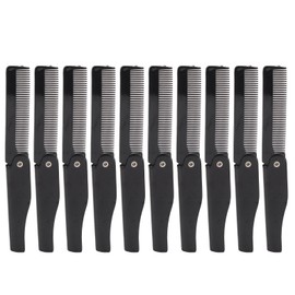 10Pcs Folding Comb Black Fine Teeth Durable Plastic Pocket Size Widely Used Travel Comb for Men Beard Moustache