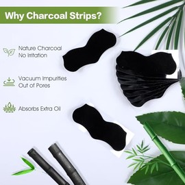 YUXIANLB YUXIANLB 70Pcs Bamboo Charcoal Face Strips For Blackheads Pore Cleansing Strips Nose Blackhead Remover Deep Cleansing Charcoal Strips Effective Control Of Oily Skin Clogged Pores Practical For Unisex